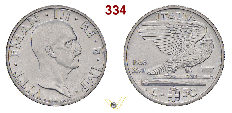 VITTORIO EMANUELE III (1900-1946) 50 Centesimi 1938, XVII EF , R, Roma Pagani 82...