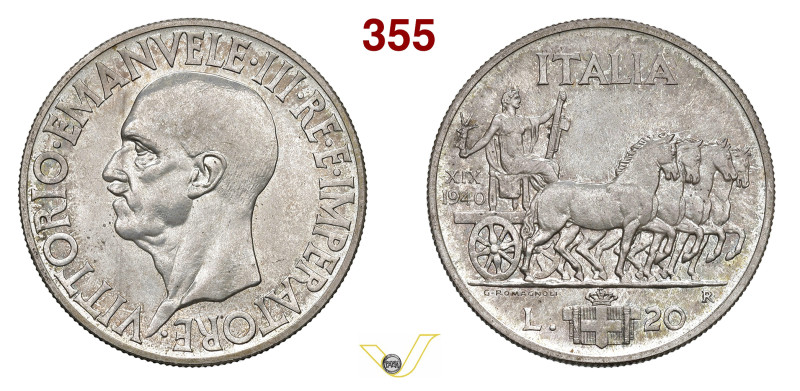 VITTORIO EMANUELE III (1900-1946) 20 Lire 1940, XIX EF , R, Roma Pagani 685 MIR ...