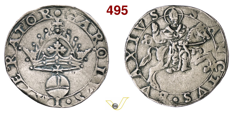 CASALE CARLO V IMPERATORE (1533-1536) Cavallotto D/ Grande corona imperiale e, s...