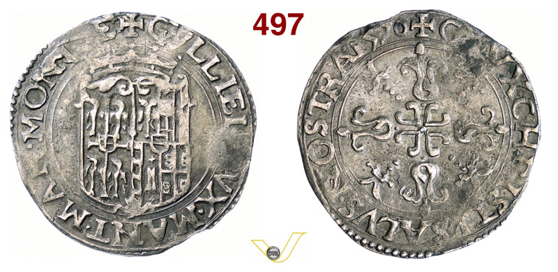 CASALE GUGLIEMO GONZAGA (1550-1587) Bianco 1570 D/ Stemma coronato R/ Croce orna...