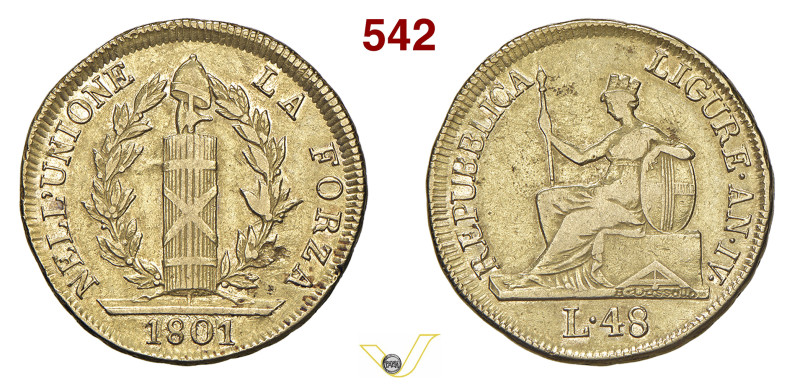 GENOVA REPUBBLICA LIGURE (1798-1805) 48 Lire 1801 A. IV MIR 376/2 Pagani 7 Au 12...