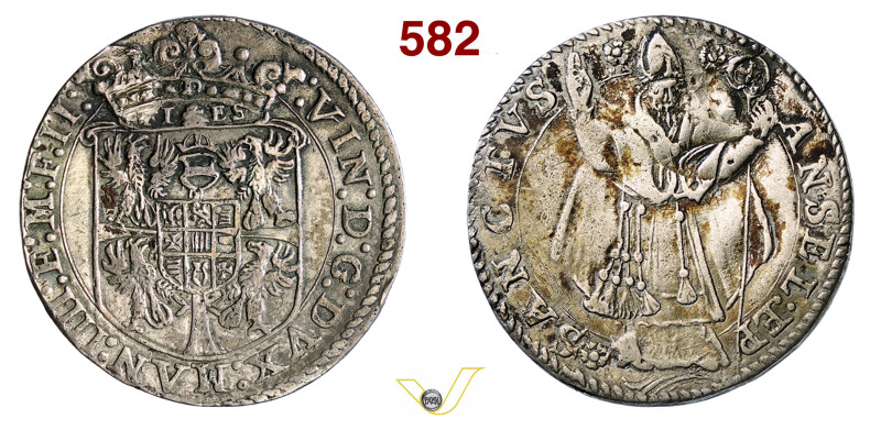 MANTOVA VINCENZO I GONZAGA (1587-1612) Lira o Anselmino s.d. D/ Stemma coronato ...