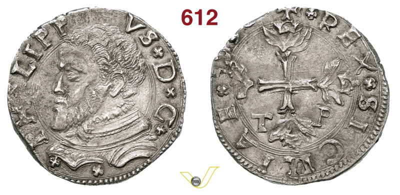 MESSINA FILIPPO III DI SPAGNA (1556-1598) 3 Tarì 1562 (?) sigle T P, D/ Busto co...