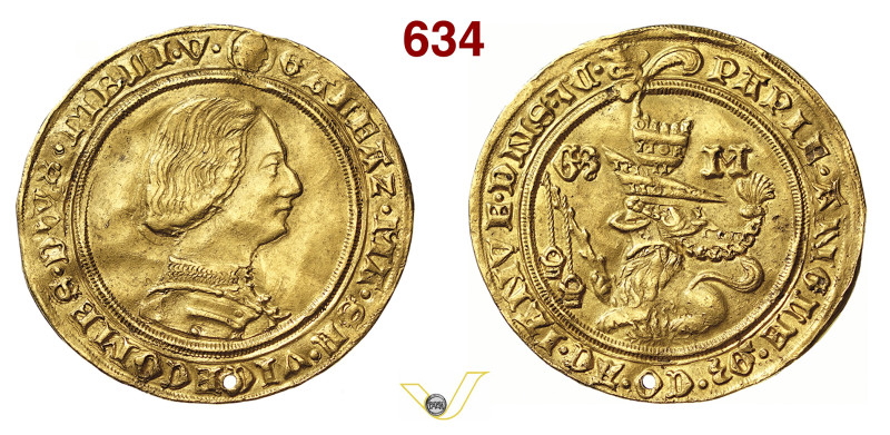 MILANO GALEAZZO MARIA SFORZA (1468-1476) Doppio Ducato D/ Busto corazzato R/ Leo...