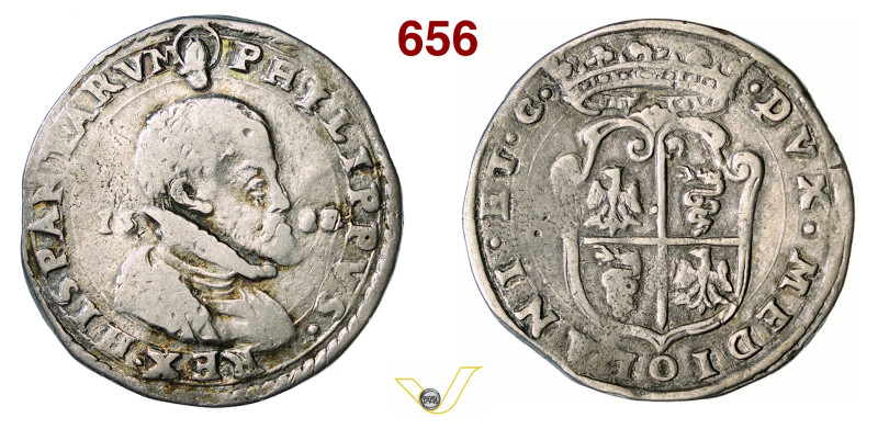 MILANO FILIPPO II DI SPAGNA (1556-1598) Mezzo Scudo 1588 D/ Busto corazzato R/ S...