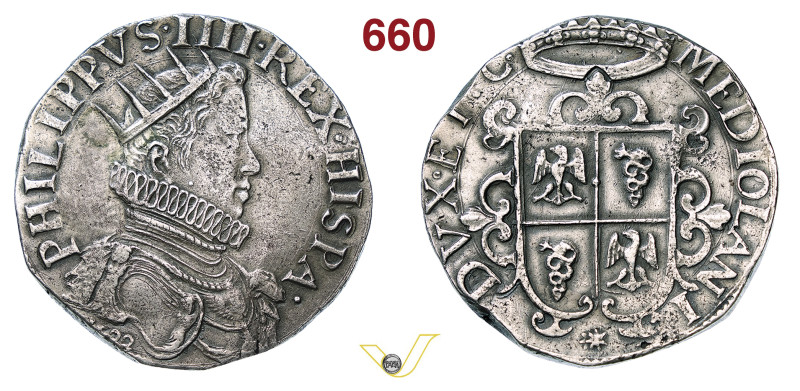 MILANO FILIPPO IV DI SPAGNA (1621-1665) Ducatone 1622 D/ Busto radiato e corazza...