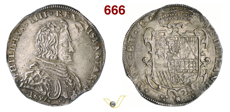 MILANO FILIPPO IV DI SPAGNA (1621-1665) Filippo 1657 D/ Busto corazzato R/ Stemm...