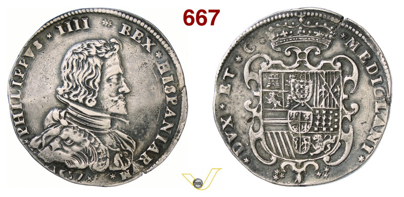 MILANO FILIPPO IV DI SPAGNA (1621-1665) Filippo 1657 D/ Busto corazzato R/ Stemm...