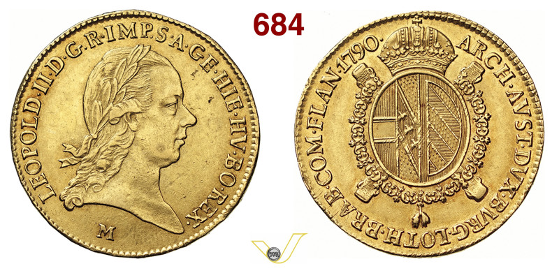 MILANO LEOPOLDO II D'ASBURGO-LORENA (1790-1792) Sovrano 1790 MIR 462/1 CNI 1 Cri...