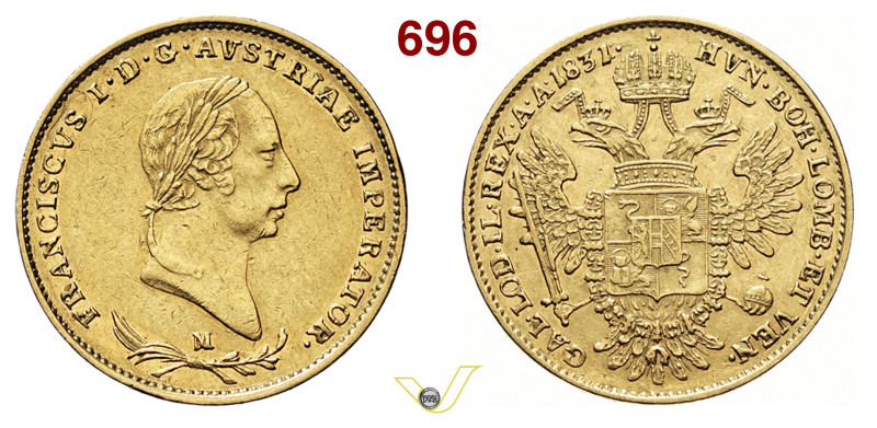 MILANO FRANCESCO I D'ASBURGO-LORENA (1815-1835) Mezza Sovrana 1831 MIR 502/3 CNI...