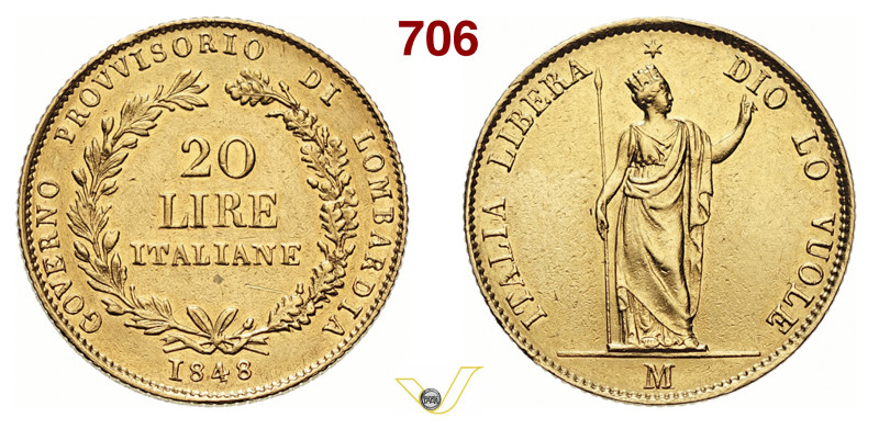 MILANO GOVERNO PROVVISORIO DI LOMBARDIA (1848) 20 Lire 1848 MIR 526 CNI 2 Crippa...