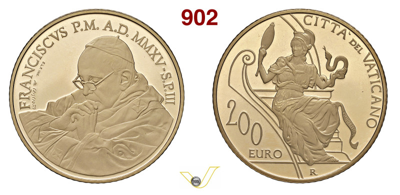 ROMA FRANCESCO (2013-...) 200 Euro 2015 "l'intelligenza" Au 40 g 38 mm • 499 ese...