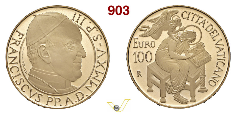 ROMA FRANCESCO (2013-...) 100 Euro 2015 "gli Evangelisti; San Matteo" Au 30 g 35...