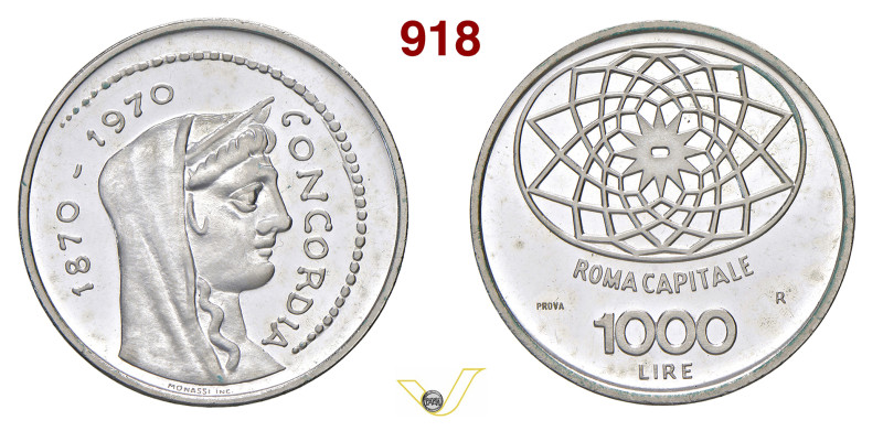 ROMA REPUBBLICA ITALIANA (1946-...) 1000 Lire 1970 "Concordia" Prova, R, Roma Gi...