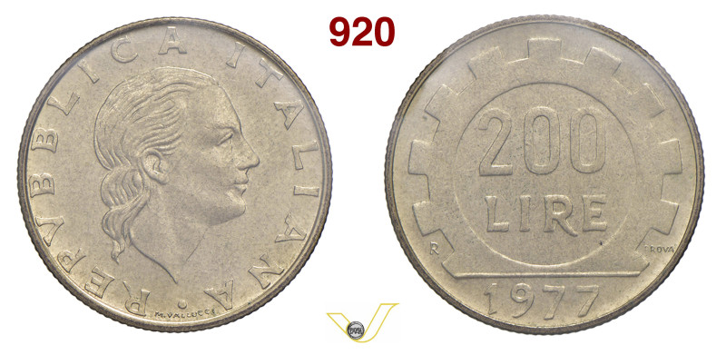 ROMA REPUBBLICA ITALIANA (1946-...) 200 Lire 1977 Prova, R, Roma Gig. P5 Mont. 1...