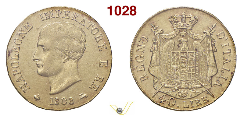 NAPOLEONE I (1804-1814) 40 Lire 1808, senza segno di zecca (Milano) Pagani 11b M...