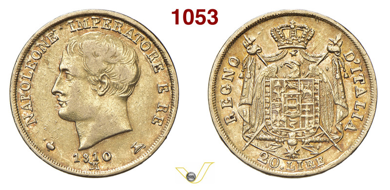 NAPOLEONE I (1804-1814) 20 Lire 1810 M, Milano Pagani 20 Mont. 208 Gig. 86 Au 6,...