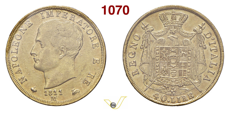 NAPOLEONE I (1804-1814) 40 Lire 1811 M, Milano Pagani 14 Mont. 197 Gig. 76 Au 12...