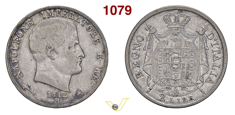 NAPOLEONE I (1804-1814) 2 Lire 1812 (secondo 1 su 0) puntali sagomati, B, Bologn...