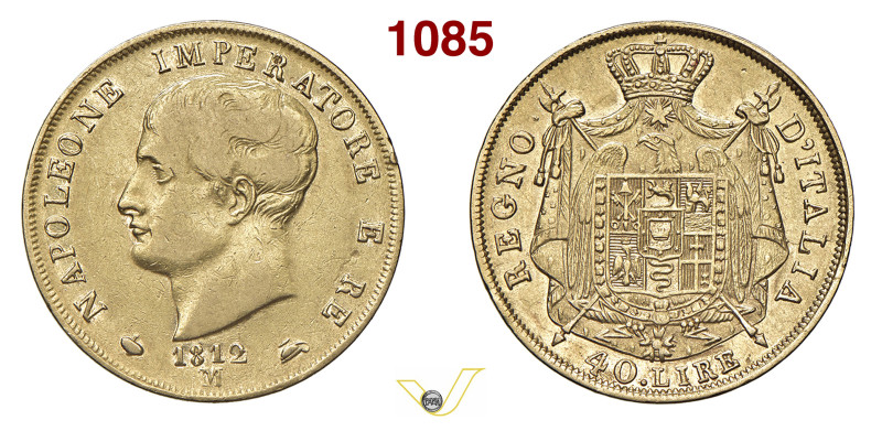 NAPOLEONE I (1804-1814) 40 Lire 1812 puntali sagomati, M, Milano Pagani 15a Mont...