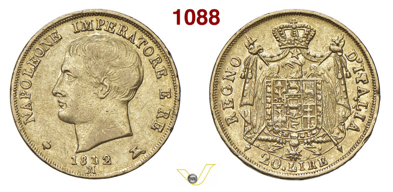 NAPOLEONE I (1804-1814) 20 Lire 1812 "secondo 1 su 0) puntali sagomati e stella ...