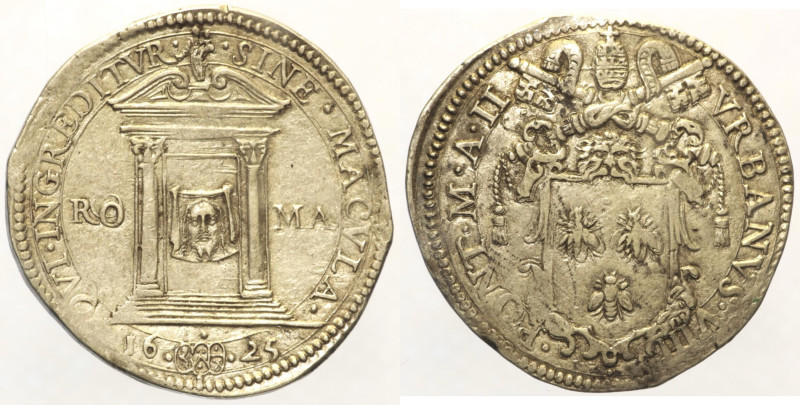 Urbano VIII (1623 - 1644). ROMA. Testone del Giubileo 1625 anno II. Muntoni 49 v...