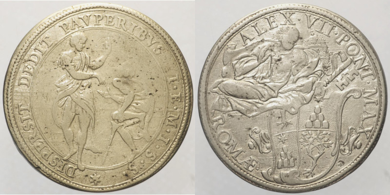 Alessandro VII (Fabio Chigi), (1655 - 1667). ROMA. Piastra. Muntoni 71. MIR 1850...