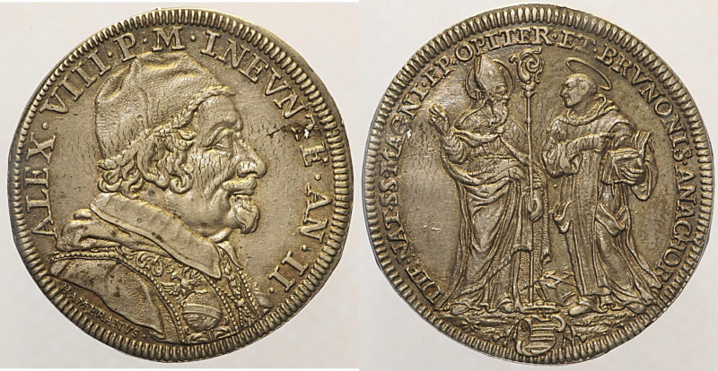 Alessandro VIIII (1689 - 1691). ROMA. Testone A II Munt. 15. Rara AG. 9,01 g.
...