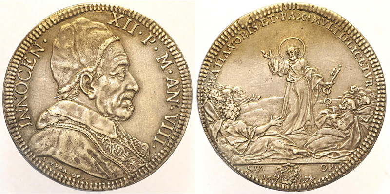Innocenzo XII (1691 - 1700). ROMA. Piastra A VIII Munt. 19. Appicagnolo rimosso ...