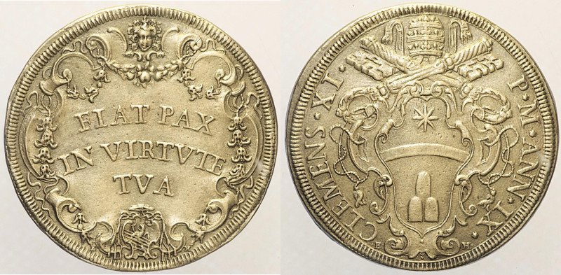 Clemente XI (1700 - 1721). ROMA Piastra A IX. Munt. 37. Da montatura. AG 31,77 g...
