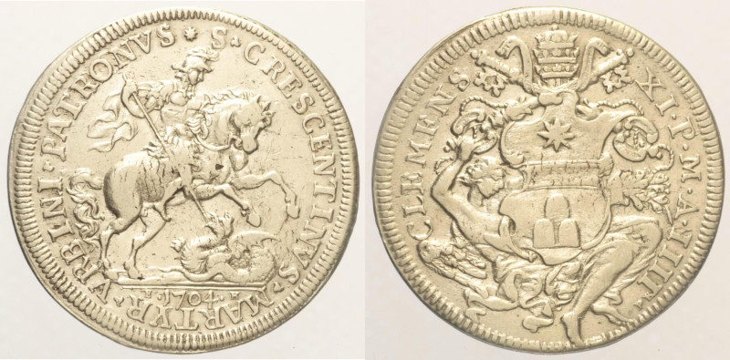 Clemente XI (1700 - 1721). ROMA Mezza piastra 1704 . Munt. 57. Rara. . AG 15,92 ...