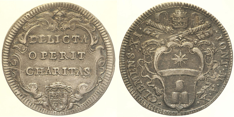 Clemente XI (1700 - 1721). ROMA Giulio AN. X Munt. 87. Raro AG 3,05

Status: q...