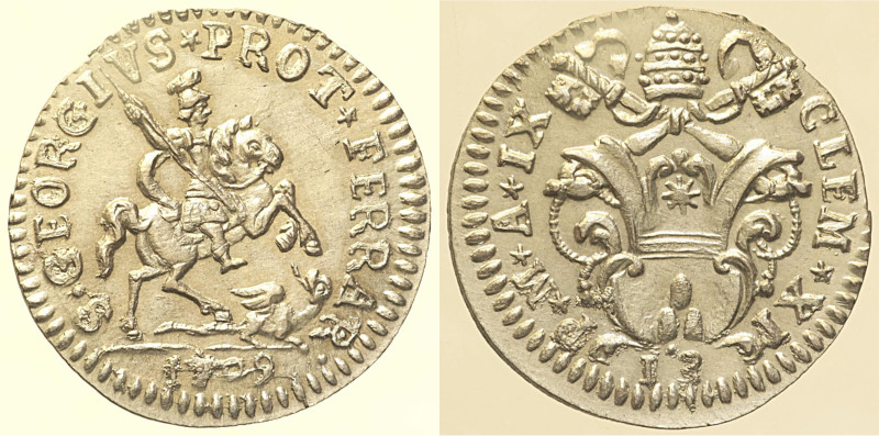 Clemente XI (1700 - 1721). FERRARA Grossetto di Ferrara 1709 AN. IX Munt. 242. A...