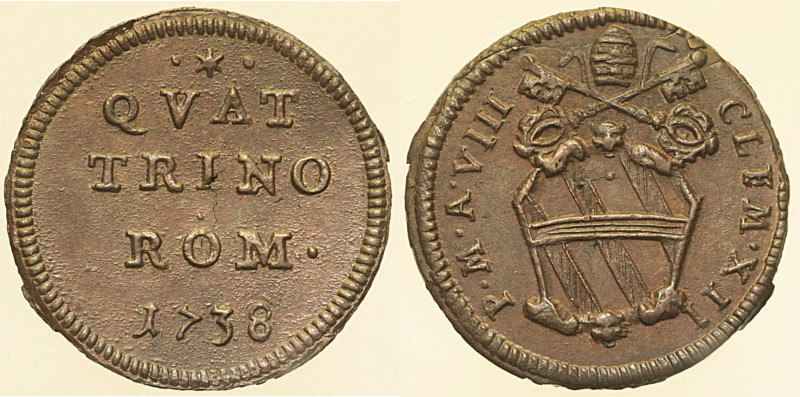 Clemente XII (1730 - 1740). ROMA Quattrino 1738 Munt. 161. CU 2,37 g.

Status:...