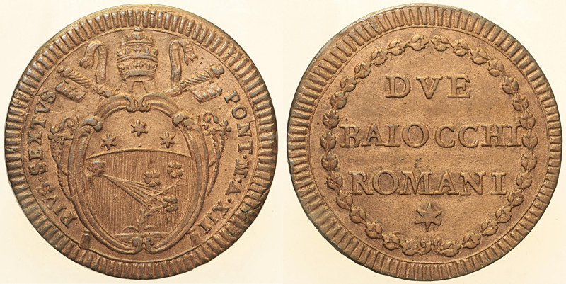 Pio VI (1775 - 1779). ROMA 2 Baiocchi AN. XII Munt. 104. CU 24,65 g.

Status: ...