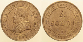 Pio IX (1846 - 1870). Roma 4 Soldi AN XXI 1866 Pag. 582 CU 19,84