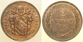 Pio IX (1846 - 1870). ROMA 2 Baiocchi AN VI 1852 Pag. 494 CU 19,33