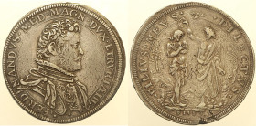 FIRENZE- Ferdinando I De' Medici (1587-1609) Piastra 1589 MIR 224/2 AG g 32,40 mm 43 • Patina di monetiere; marginale mancanza al R/, sul ciglio