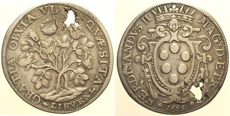 LIVORNO - Ferdinando II De' Medici (1621-1670) Pezza della rosa 1665 D/ Stemma c...