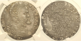 MESSINA - Filippo II d'Asburgo (1556-1558) 4 Tarì 1558 Messina MIR 317/3 AG In Slab NGC AU 55. TOP POP BEST GRADE NGC. Unico esemplare com questo grad...
