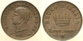 MILANO - Napoleone I Re d'Italia (1805-1814) 3 Centesimi 1812 Gig. 202 CU gr. 6,28