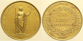 MILANO - Governo provvisorio di Lombardia (1848) 40 Lire 1848 Gig. 1 AU Oro Gold R gr. 12,84 possibile provenienza da montatura