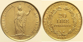 MILANO - Governo provvisorio di Lombardia (1848) 20 Lire 1848 Gig. 2 AU Oro Gold gr 6,45 RR Bel metallo lucente