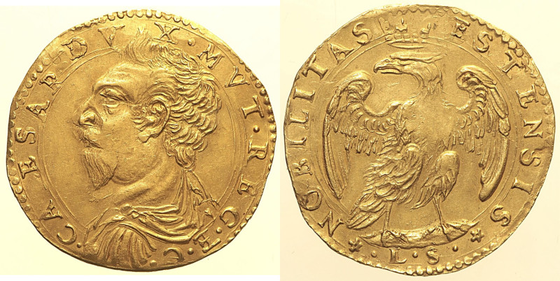 MODENA - Cesare D'Este (1597-1628) Doppia ND MIR 668a RRRRR D/CAESAR DVX MVT REG...