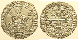 NAPOLI - Roberto d’Angio’ (1309-1343) Gigliato Dr. ROBERT DEIGRA IIERLET SICIL REX. Il re, coronato, seduto tra due protomi di leoni, tiene scettro gi...