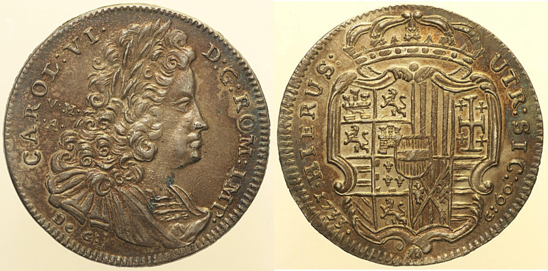 NAPOLI - Carlo VI (1711-1734) 60 Grana o Mezza Piastra 1733, MIR 321 AG gr. 12,5...