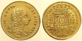 NAPOLI - Regno di Napoli - Carlo di Borbone (1734-1759) 6 Ducati 1753 Gig. 5b RR 3 della data su 2 AU Oro Gold gr. 8,78