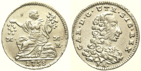 NAPOLI - Regno di Napoli - Carlo di Borbone (1734-1759) Mezzo Carlino 1758 Gig.47 AG gr. 0,96 Metallo lucente