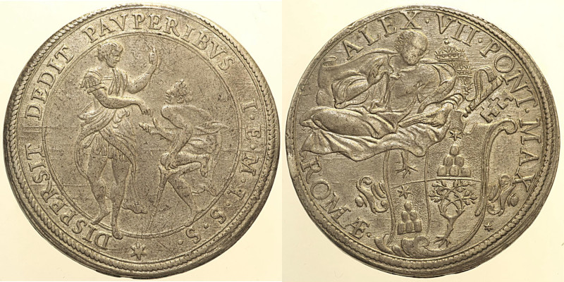 ROMA - ALESSANDRO VII (1655-1667) Piastra 1690 A. I D/ Stemma sormontato da chia...