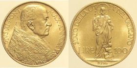 ROMA - Città del Vaticano - Pio XI (1929-1938) 100 Lire 1936 Roma Gig. 8 R AU Oro Gold gr. 5,18